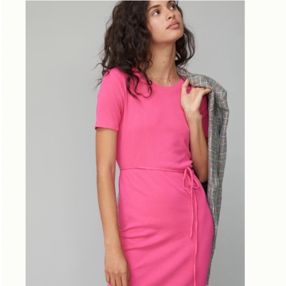 Anthropologie Saturday Sunday super cute ribbed pink dress - Picture 2 of 14